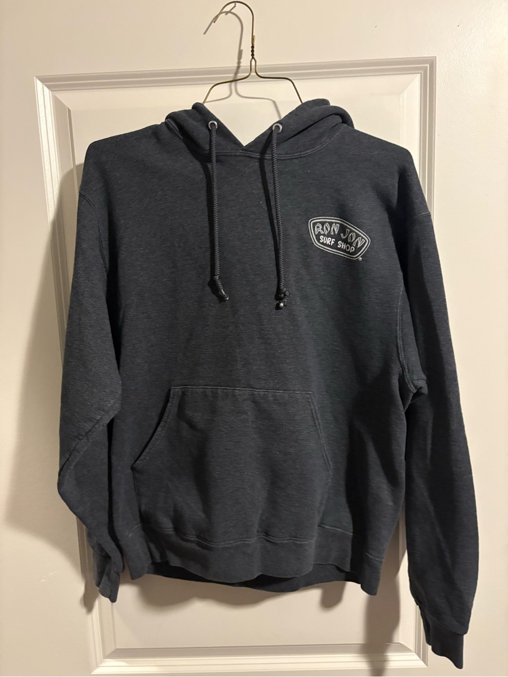 Ron Jon Charcoal Gray Pullover Hoodie with Surf Patch